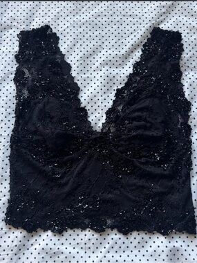 bebe Black Lace Bralette Beaded